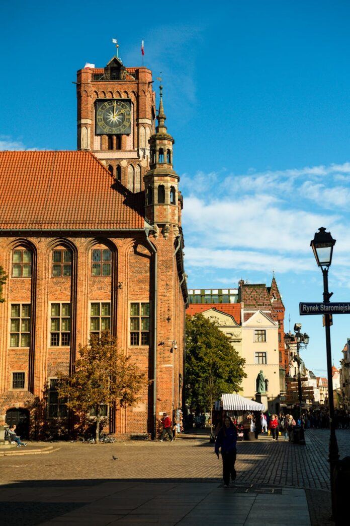 Historic Toruń Old Town with Monument